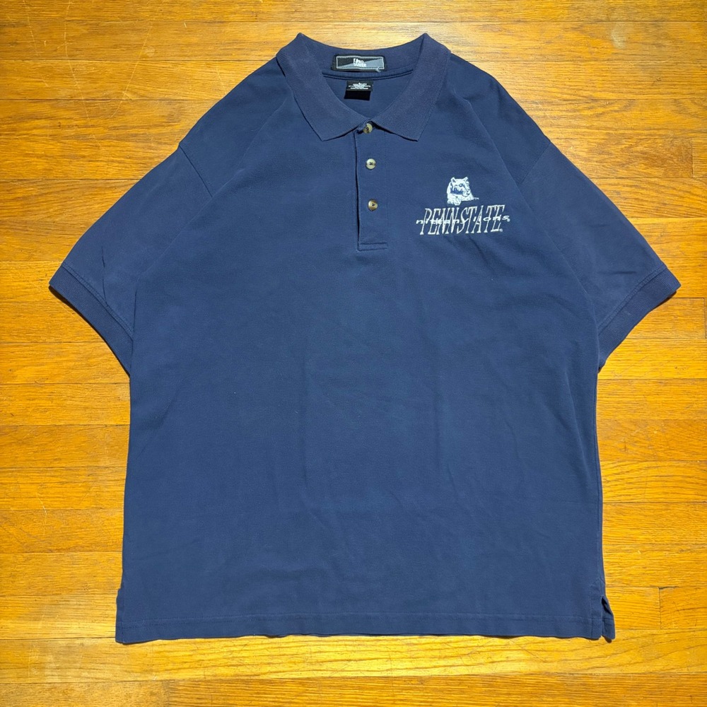 Vintage Pro Player Penn State Nittany Lions Navy Blue Polo Shirt Mens Large L